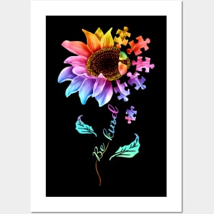 Autism Sunflower Be Kind Autism Awareness Posters and Art